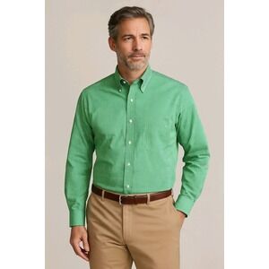 Brooks Brothers Men's Shirt 17-33 Green Gingham Non-Iron Supima Cotton Regular F